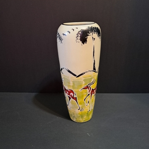 African‎ Safari Landscape Gazelle Soapstone Vase - Picture 2 of 5